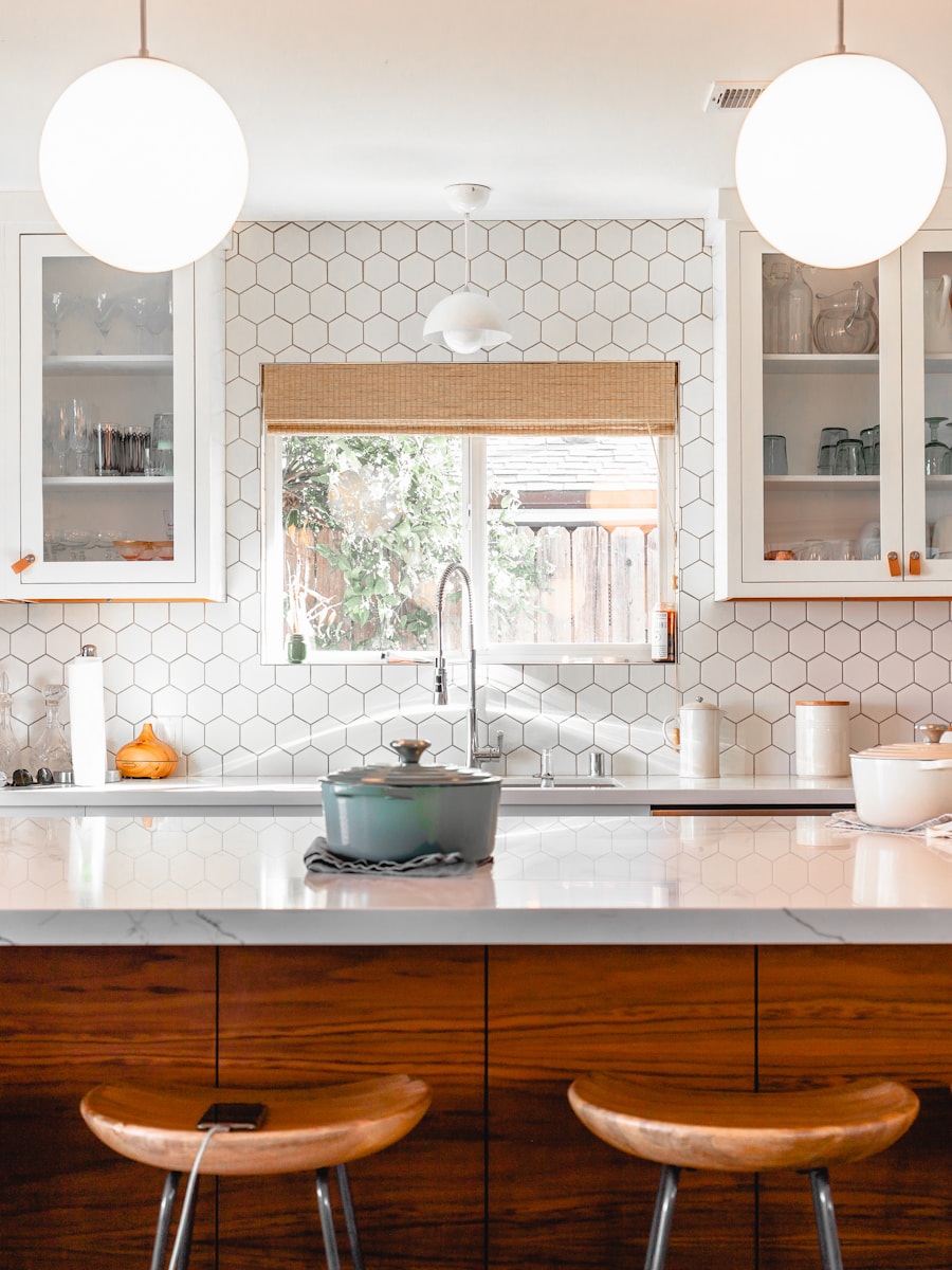 Renovated kitchen with wood island